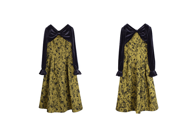 大きいサイズ レディース エレガントベルベットリボンプリントワンピース LL 3L 4L 5L