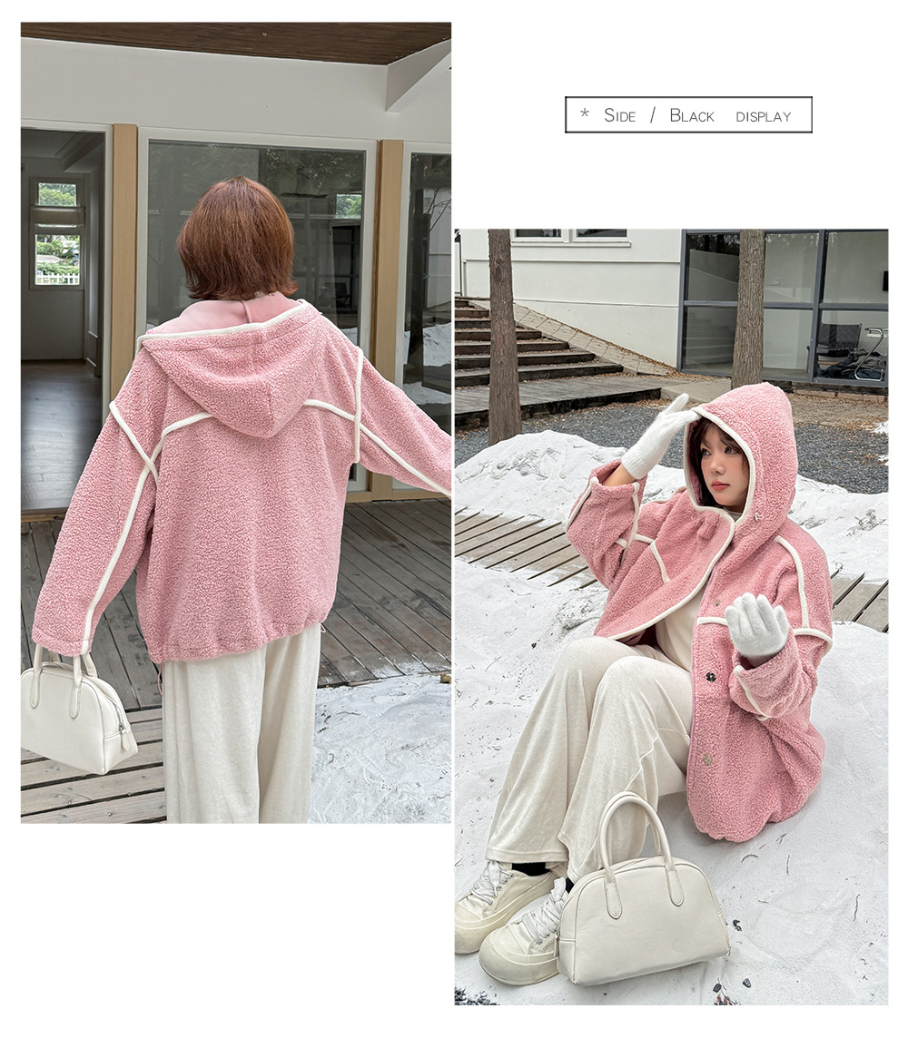 大きいサイズ レディース パイピングデザインボアフリースジャケット 3L 4L 5L