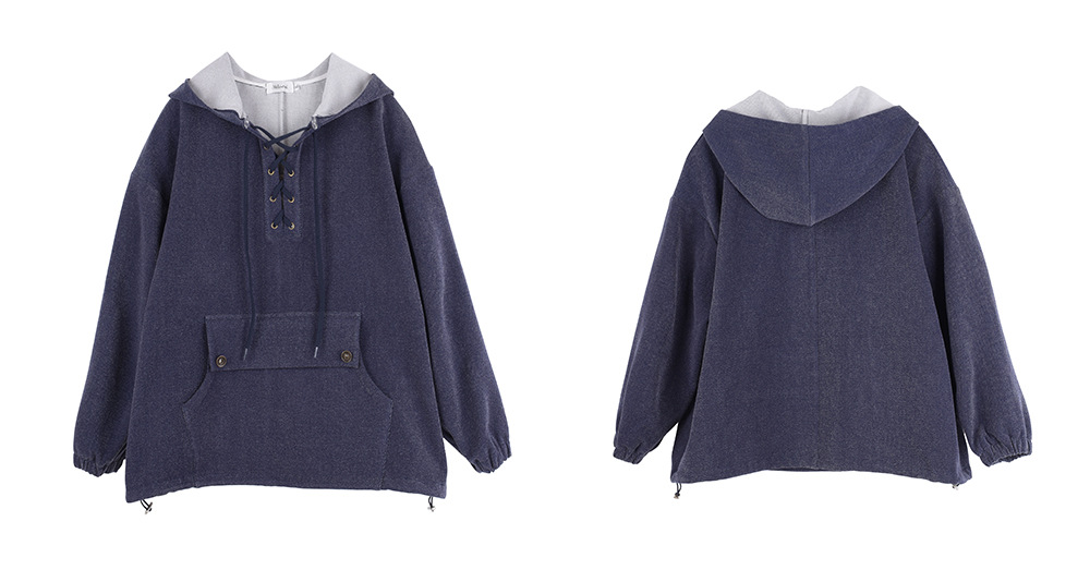 大きいサイズ レディース フード付きドローストリング厚手スウェットパーカー LL 3L 4L 5L