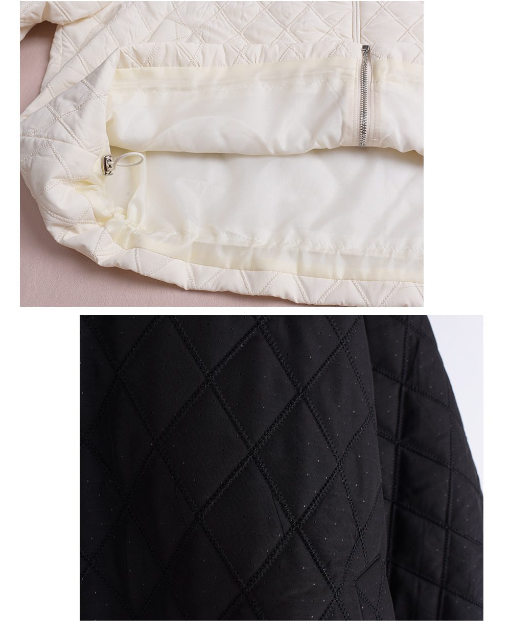 大きいサイズ レディース 軽量フード付きラメクロスステッチキルティングジャケット 3L 4L 5L