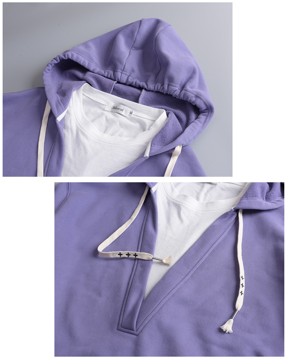 大きいサイズ レディース フード付き厚手フェイクツーピースカジュアルスウェットシャツ LL 3L 4L 5L