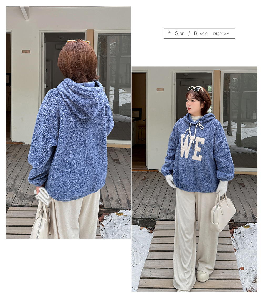 大きいサイズ レディース 刺繍ロゴ付きプルオーバーふわふわフリースパーカー LL 3L 4L 5L