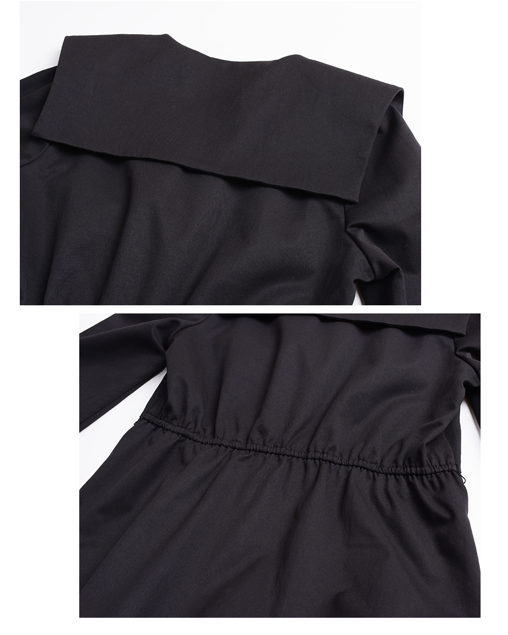 大きいサイズ レディース ビックラペルボタンダウンブラックワンピース（ベルト別売） LL 3L 4L 5L