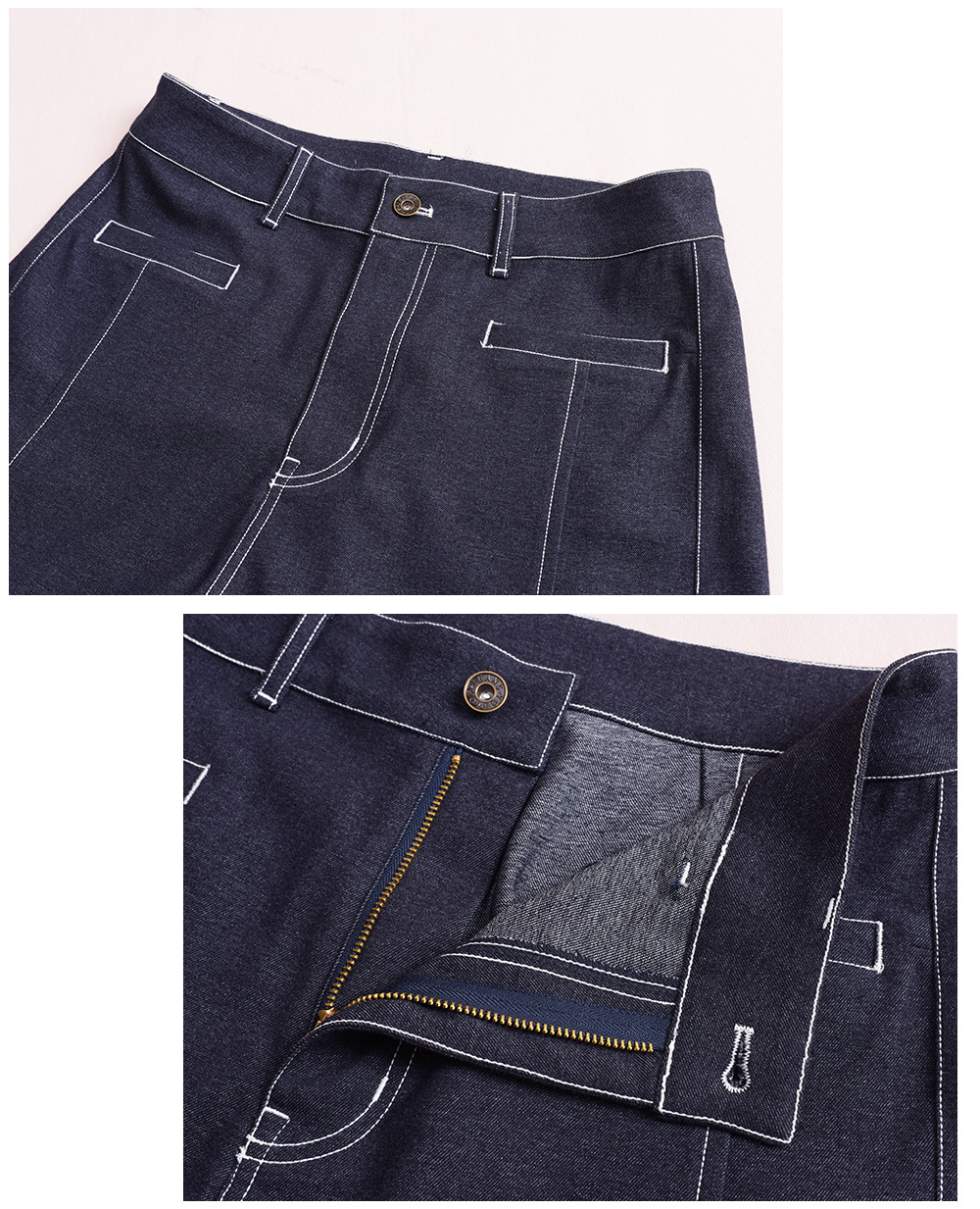 大きいサイズ レディース フェイクデニム折り返しワイドレッグパンツ LL 3L 4L 5L