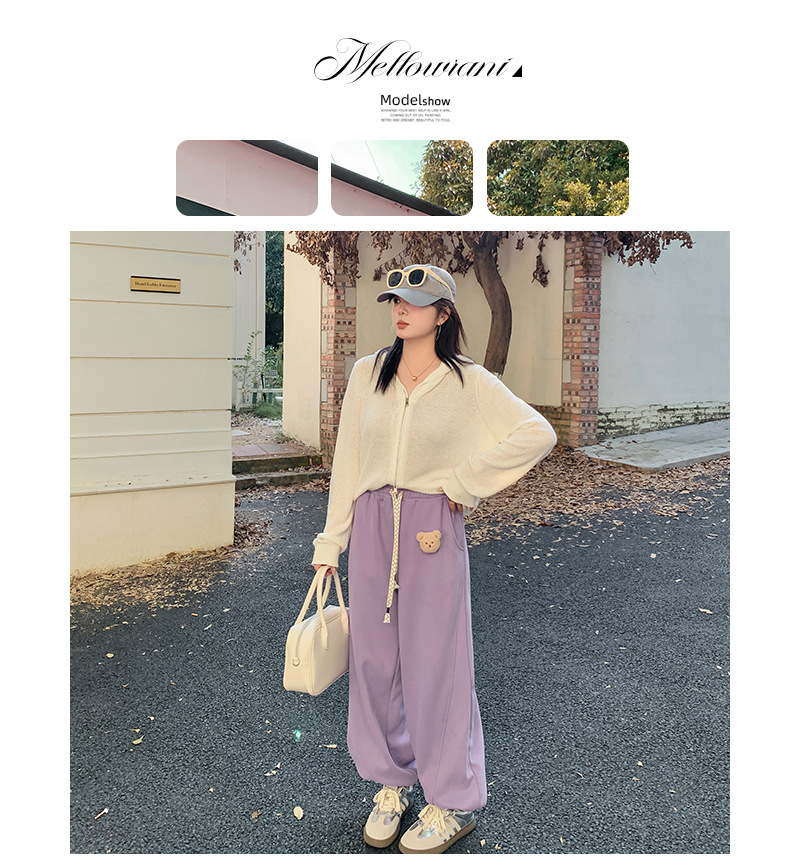 大きいサイズ レディース くまのマスコット付きルーズフリースカジュアルパンツ LL 3L 4L 5L