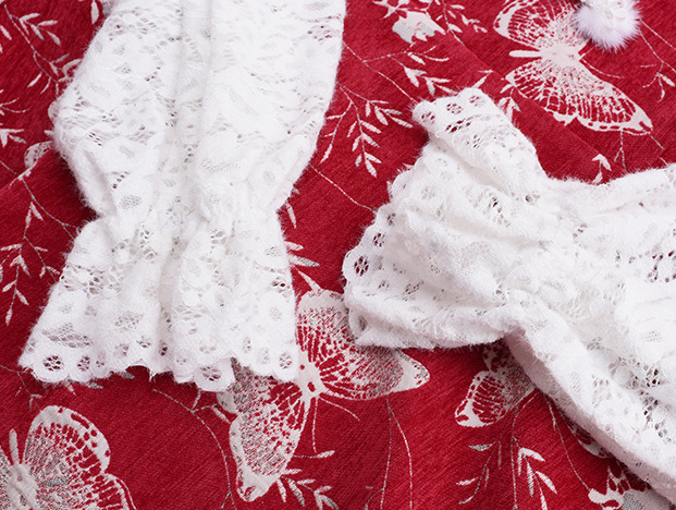 大きいサイズ レディース フェイクツーピースバタフライ刺繍レースワンピース LL 3L 4L 5L