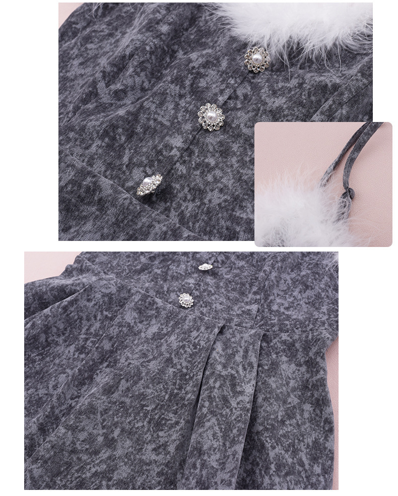 大きいサイズ レディース  ファーベルベットスリップワンピースヴィンテージプリント LL 3L 4L 5L