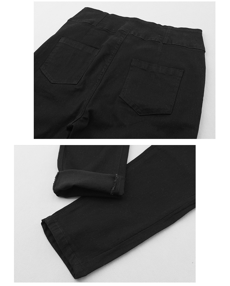 大きいサイズ レディース ハイウエストタイトブラック厚手デニムパンツ LL 3L 4L 5L