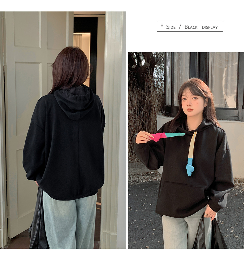 大きいサイズ レディース カラフルフードひも付きカジュアルベルベットパーカー LL 3L 4L 5L