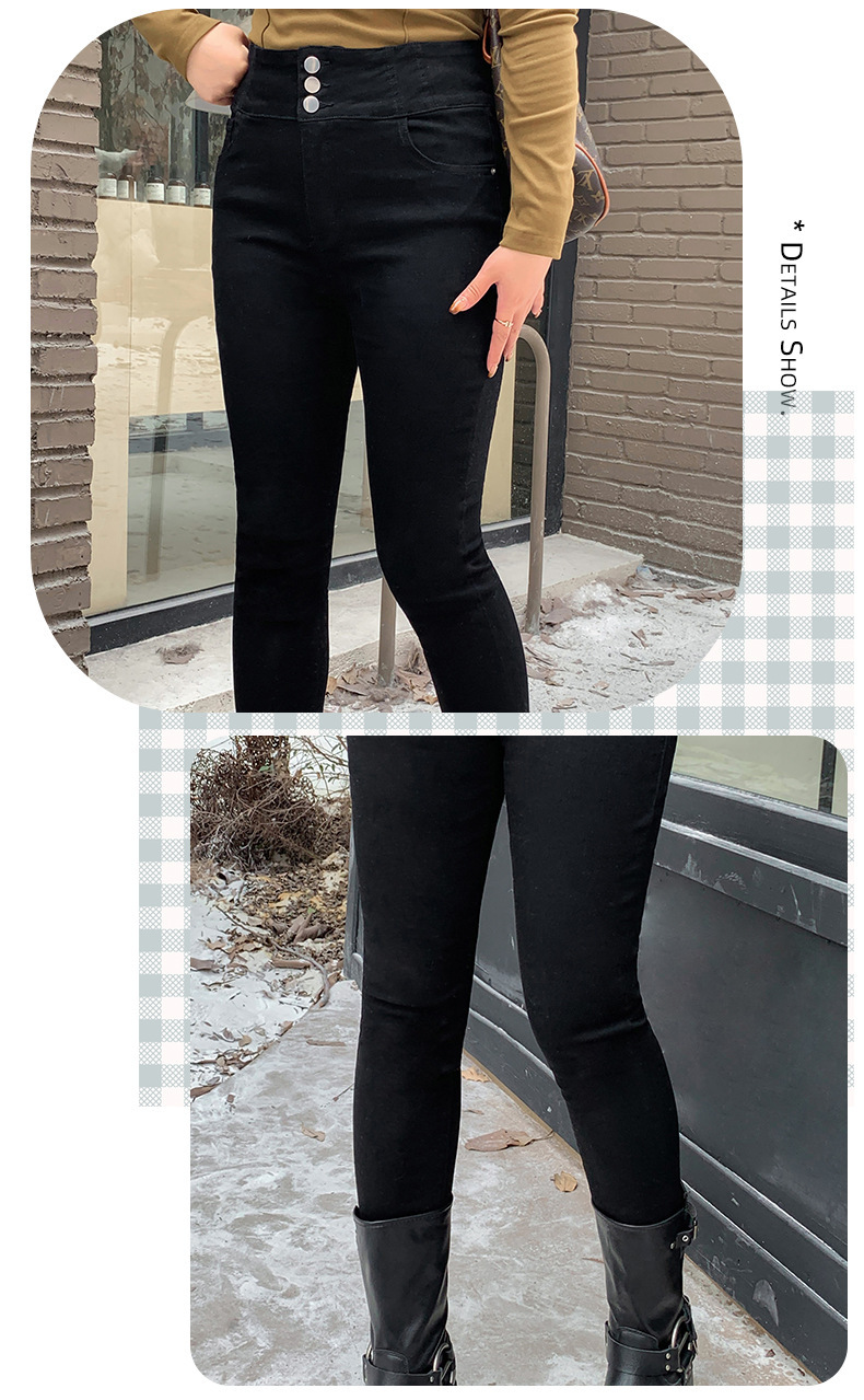 大きいサイズ レディース ハイウエストタイトブラック厚手デニムパンツ LL 3L 4L 5L