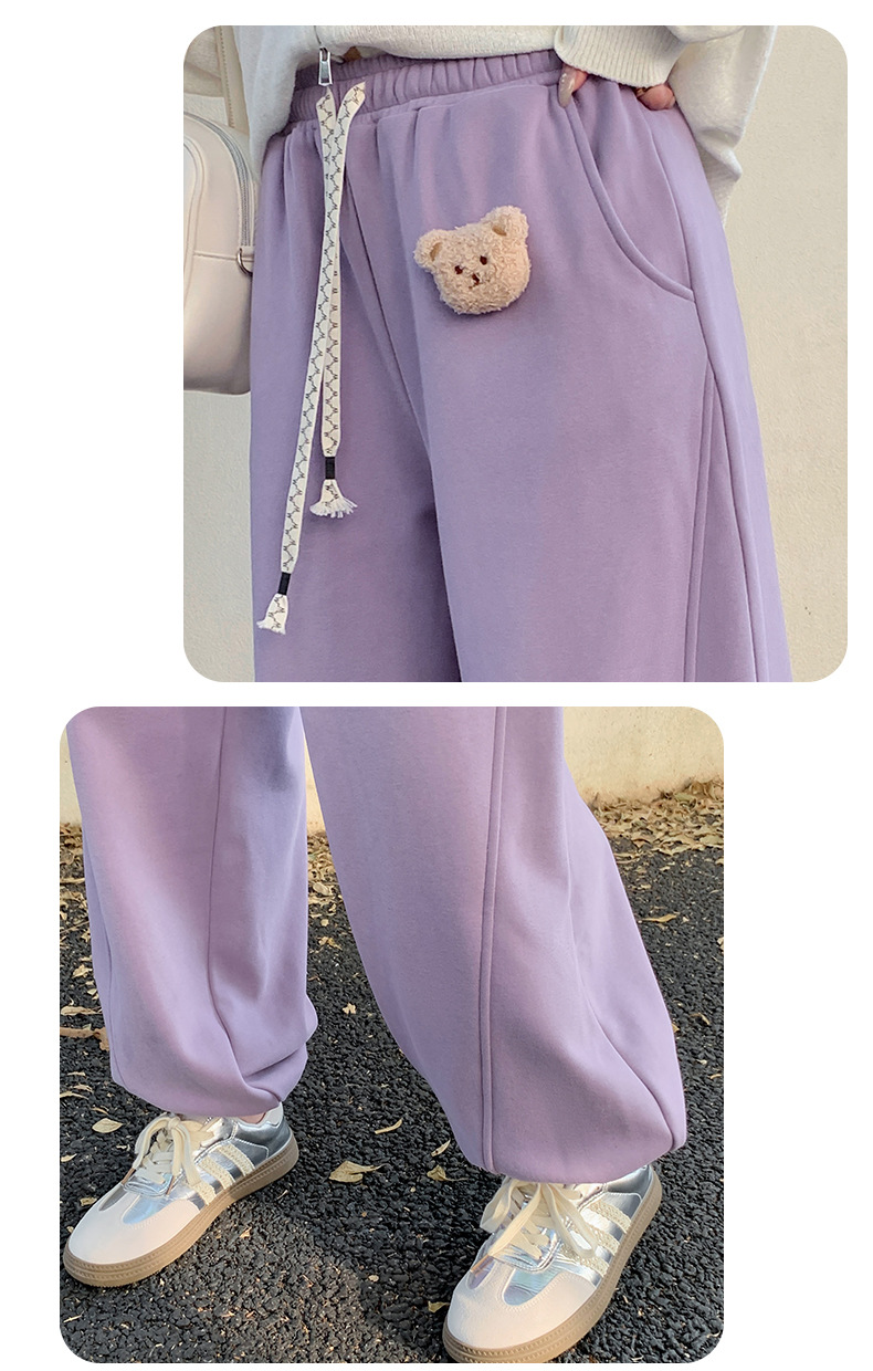 大きいサイズ レディース くまのマスコット付きルーズフリースカジュアルパンツ LL 3L 4L 5L