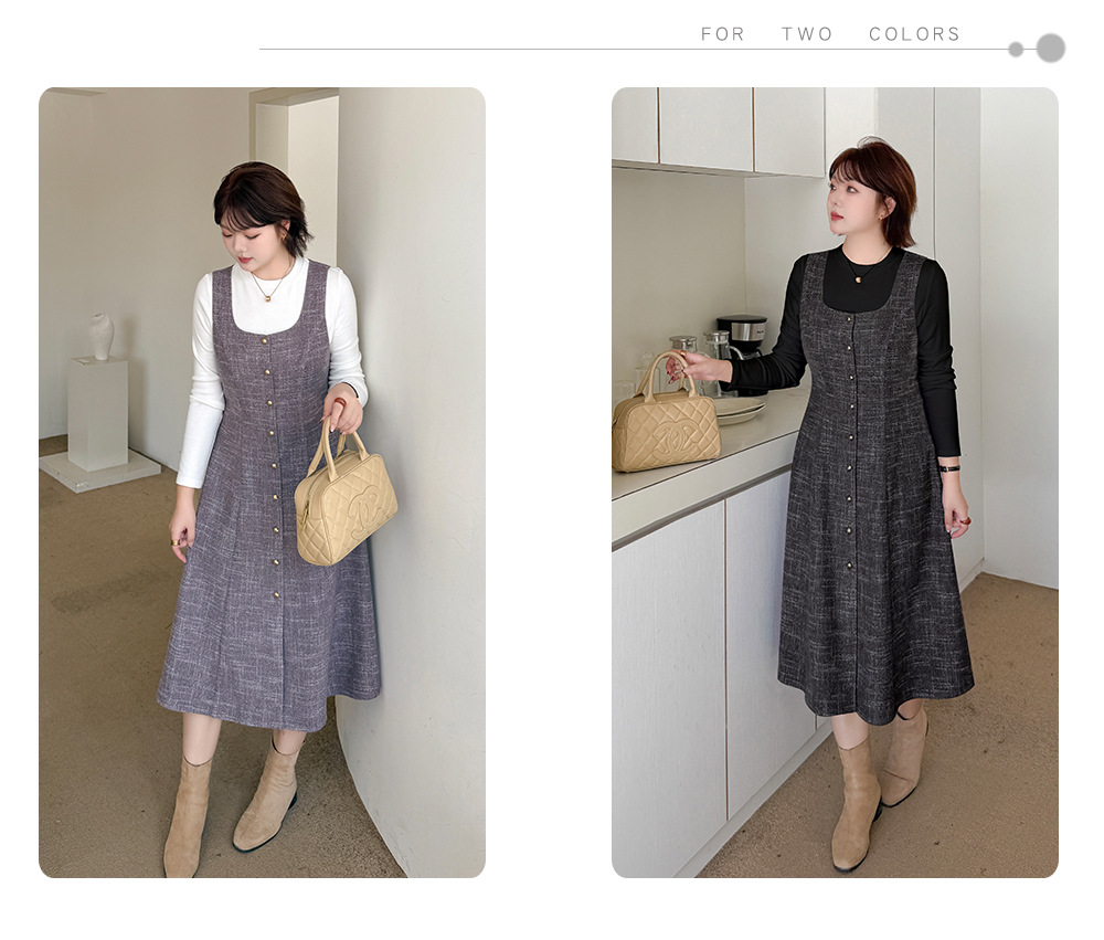 大きいサイズ レディース エレガントツーピースセット（ボトムシャツ+サスペンダーワンピース） LL 3L 4L 5L