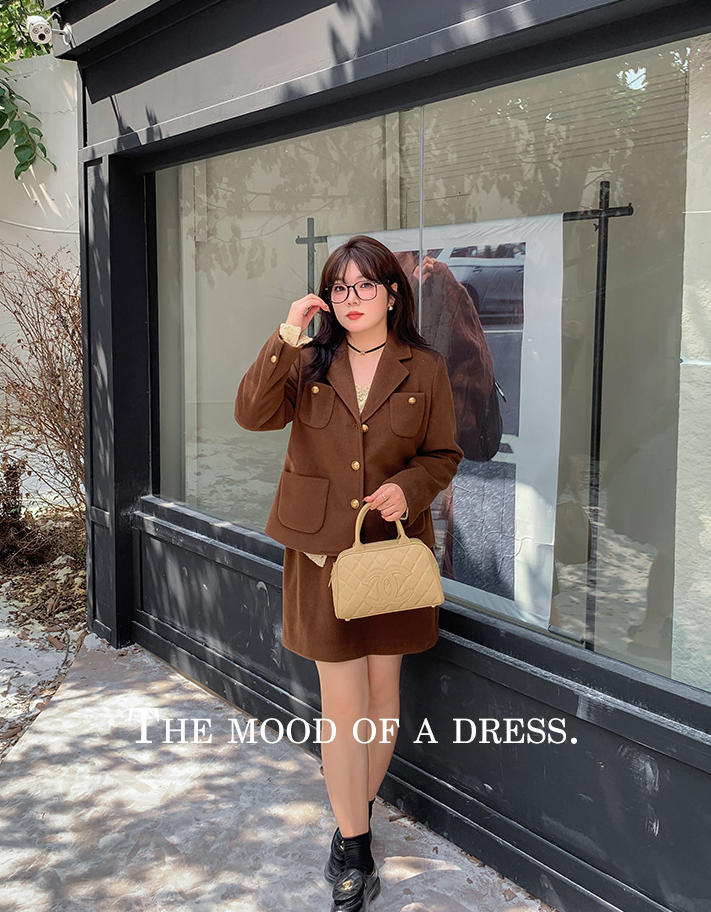 大きいサイズ レディース エレガント厚手セットアップスーツ（ジャケット+スカート） LL 3L 4L 5L