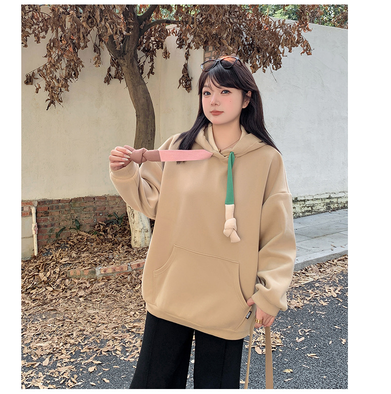 大きいサイズ レディース カラフルフードひも付きカジュアルベルベットパーカー LL 3L 4L 5L