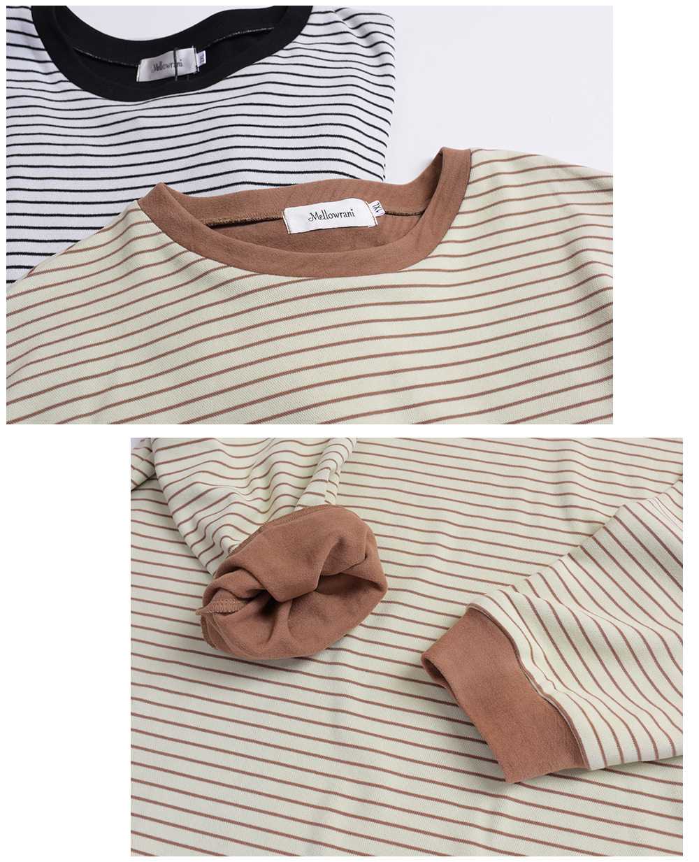 大きいサイズ レディース ラウンドネックカジュアルボーダーフリースシャツ LL 3L 4L 5L