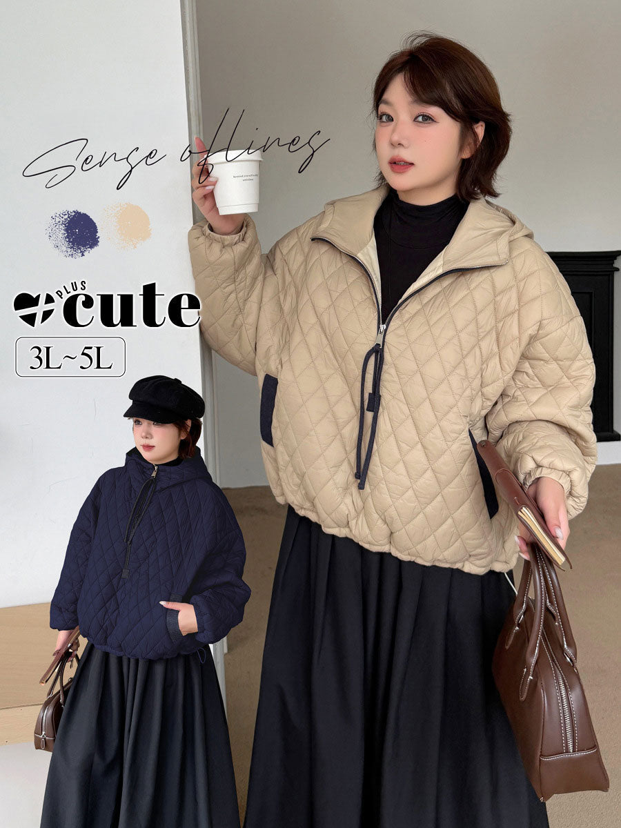 大きいサイズ レディース プルオーバーフード付きキルティングスウェットパーカー 3L 4L 5L