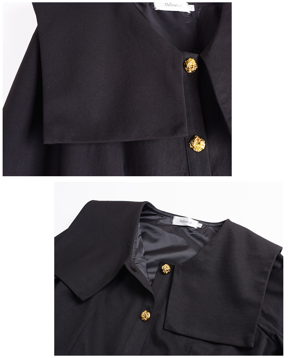 大きいサイズ レディース ビックラペルボタンダウンブラックワンピース（ベルト別売） LL 3L 4L 5L