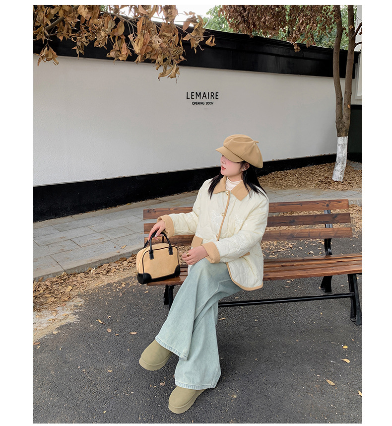 大きいサイズ レディース 刺繍入りキルティングコーデュロイジャケット LL 3L 4L