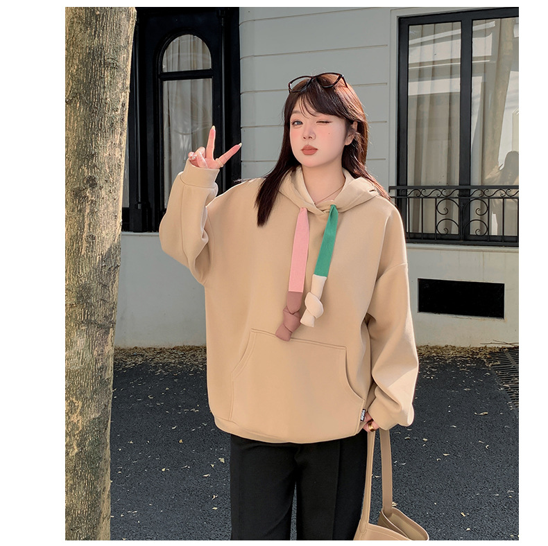 大きいサイズ レディース カラフルフードひも付きカジュアルベルベットパーカー LL 3L 4L 5L