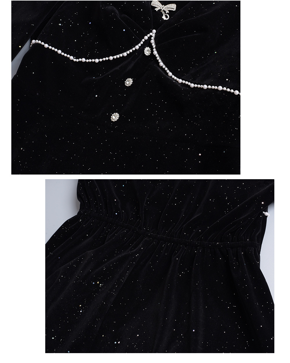 大きいサイズ レディース スクエアネックリボンビーズスパンコールベルベットワンピース LL 3L 4L 5L