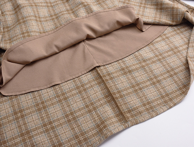 大きいサイズ レディース ブラックラペルフロックリボンチェック柄プリーツワンピース LL 3L 4L 5L