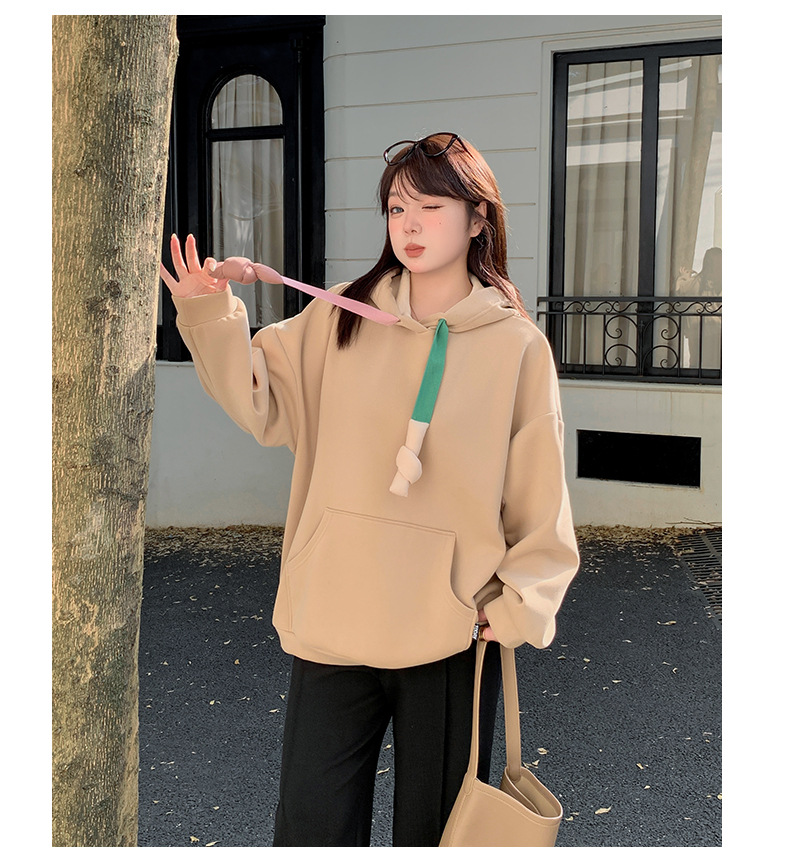 大きいサイズ レディース カラフルフードひも付きカジュアルベルベットパーカー LL 3L 4L 5L