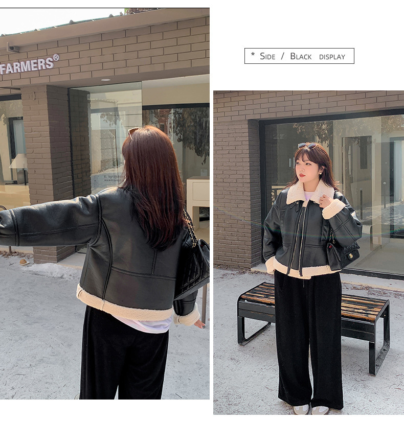 大きいサイズ レディース フリースラペルクラシックPUレザーライダースジャケット LL 3L 4L 5L