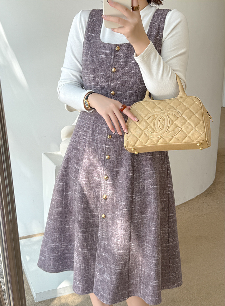 大きいサイズ レディース エレガントツーピースセット（ボトムシャツ+サスペンダーワンピース） LL 3L 4L 5L