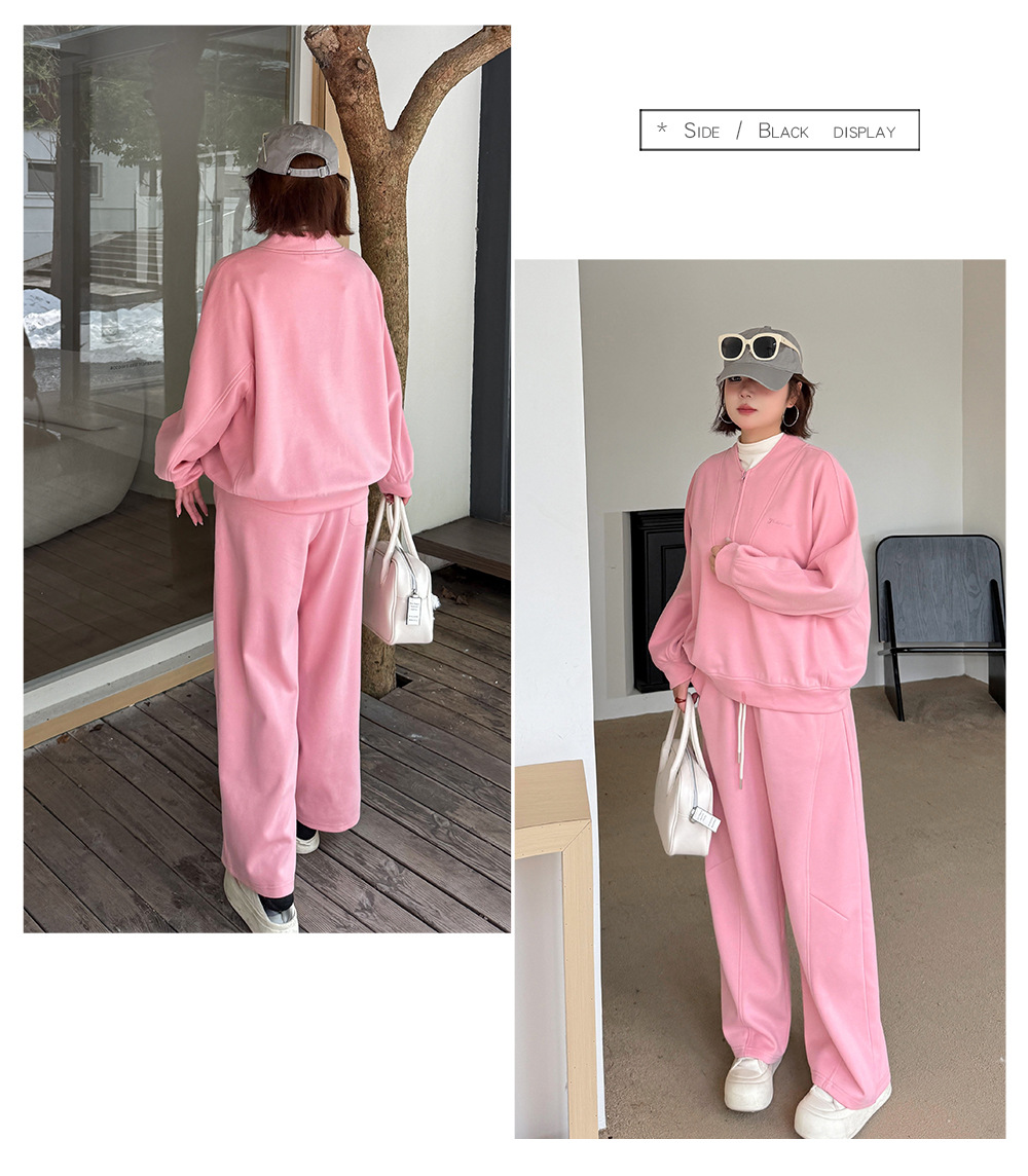 大きいサイズ レディース コットンニットカジュアルツーピーススウェットセットアップ 3L 4L 5L