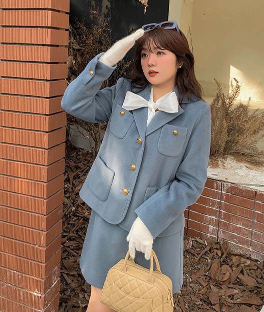 大きいサイズ レディース エレガント厚手セットアップスーツ（ジャケット+スカート） LL 3L 4L 5L