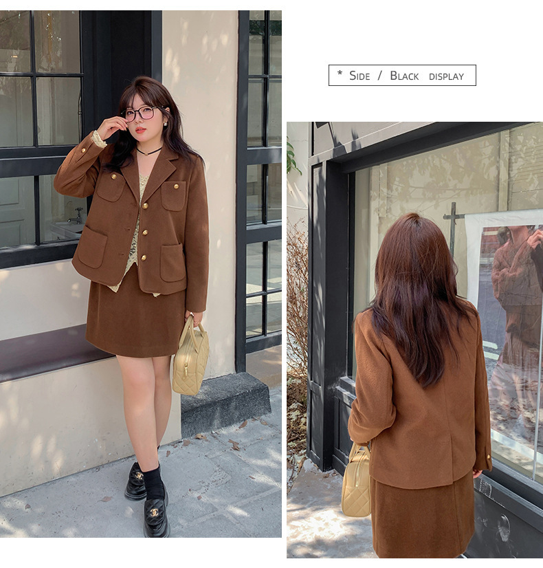 大きいサイズ レディース エレガント厚手セットアップスーツ（ジャケット+スカート） LL 3L 4L 5L