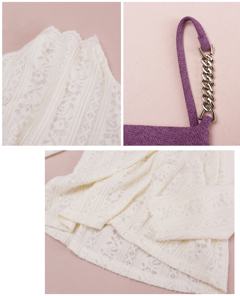 大きいサイズ レディース ツーピースセット（レーストップス+スリップワンピース） LL 3L 4L 5L