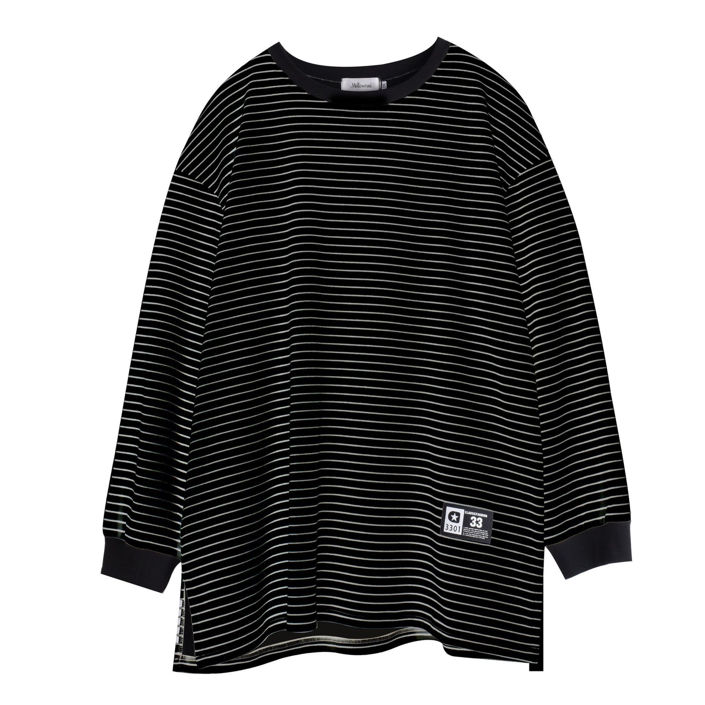 大きいサイズ レディース ラウンドネックカジュアルボーダーフリースシャツ LL 3L 4L 5L