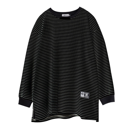 大きいサイズ レディース ラウンドネックカジュアルボーダーフリースシャツ LL 3L 4L 5L