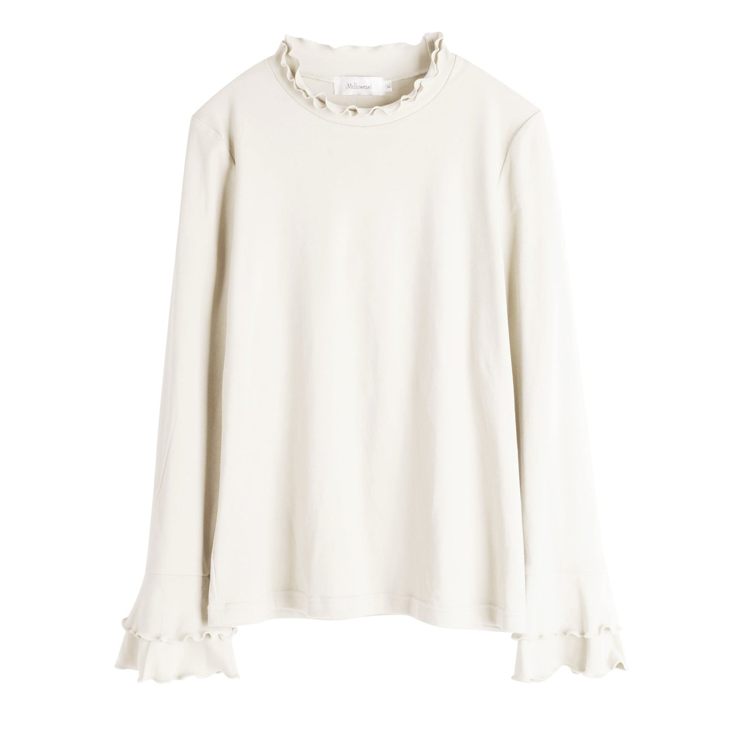 大きいサイズ レディース フリルネックスリムフィット長袖トップス LL 3L 4L 5L