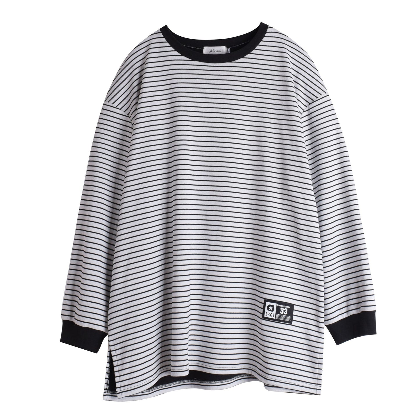 大きいサイズ レディース ラウンドネックカジュアルボーダーフリースシャツ LL 3L 4L 5L