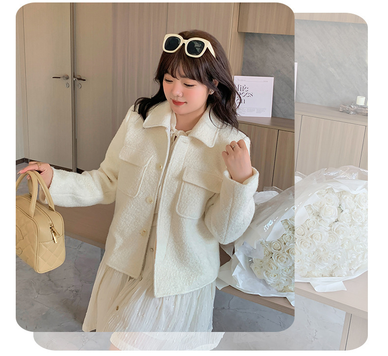 大きいサイズ レディース 厚手ミルキーホワイトショートジャケット LL 3L 4L 5L