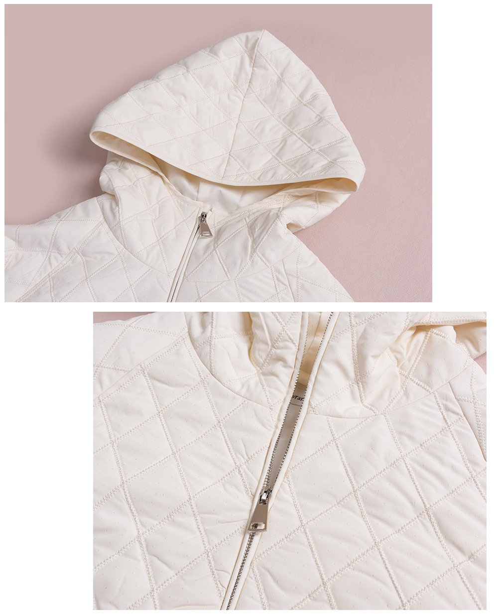 大きいサイズ レディース 軽量フード付きラメクロスステッチキルティングジャケット 3L 4L 5L