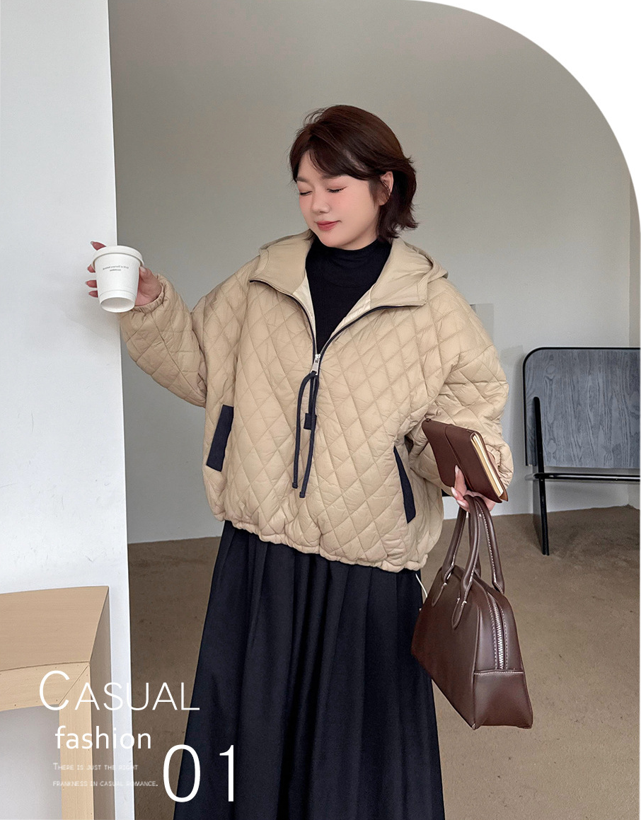 大きいサイズ レディース プルオーバーフード付きキルティングスウェットパーカー 3L 4L 5L