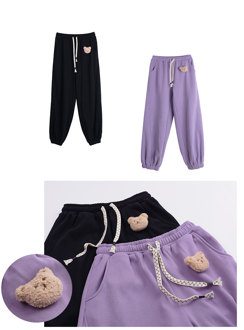 大きいサイズ レディース くまのマスコット付きルーズフリースカジュアルパンツ LL 3L 4L 5L
