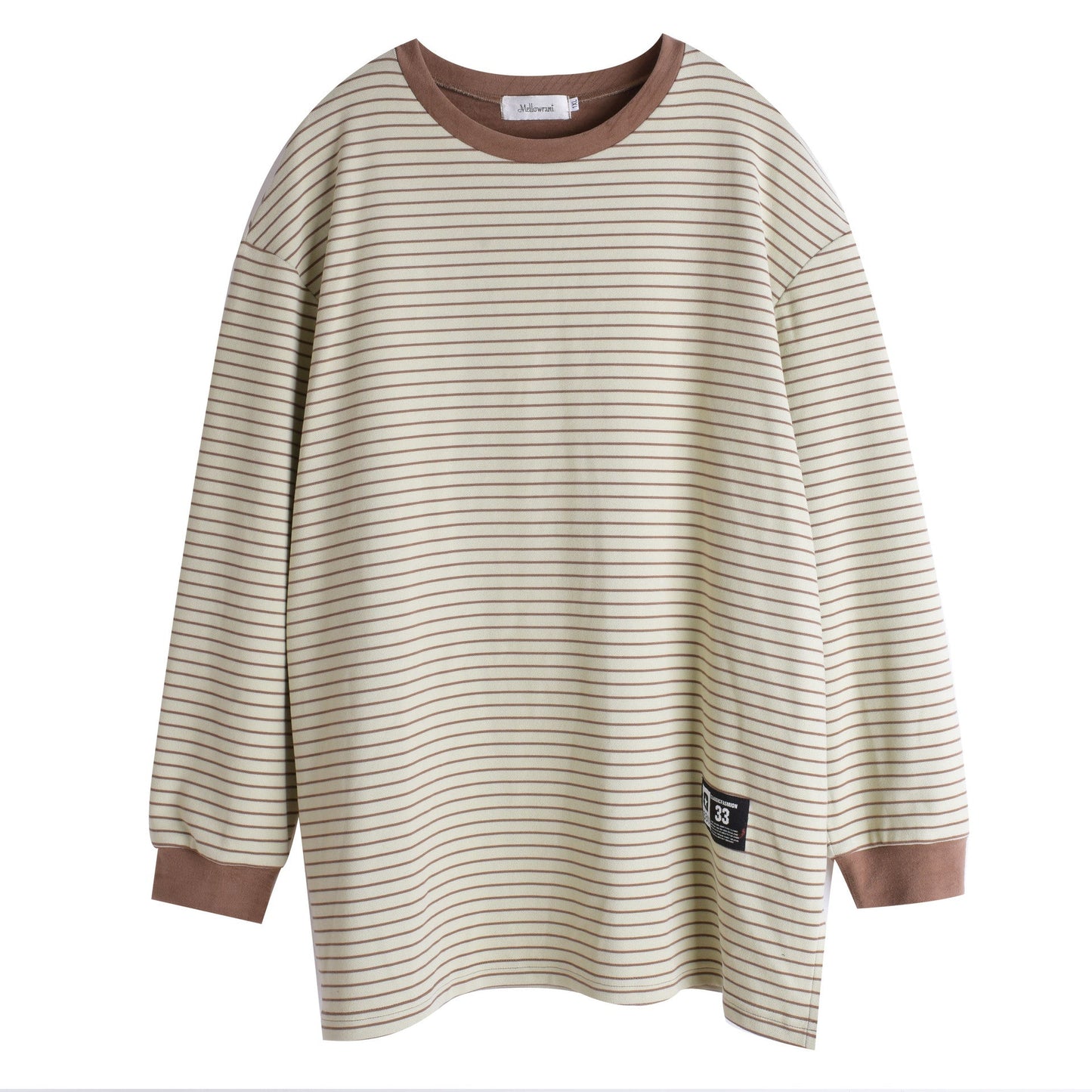 大きいサイズ レディース ラウンドネックカジュアルボーダーフリースシャツ LL 3L 4L 5L