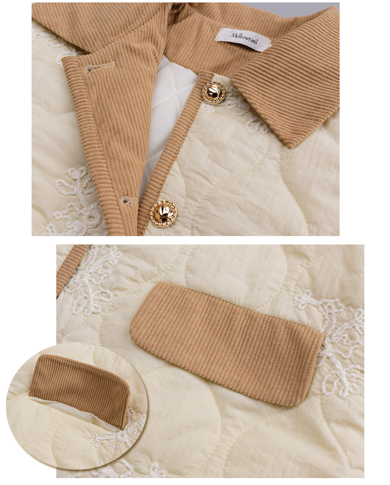 大きいサイズ レディース 刺繍入りキルティングコーデュロイジャケット LL 3L 4L