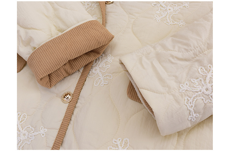 大きいサイズ レディース 刺繍入りキルティングコーデュロイジャケット LL 3L 4L