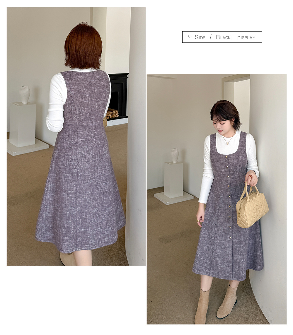 大きいサイズ レディース エレガントツーピースセット（ボトムシャツ+サスペンダーワンピース） LL 3L 4L 5L