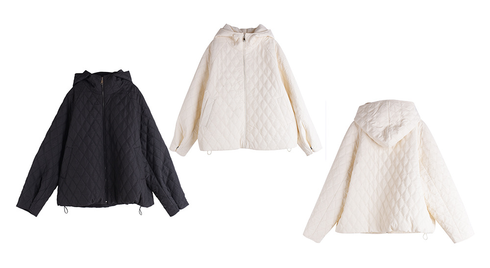 大きいサイズ レディース 軽量フード付きラメクロスステッチキルティングジャケット 3L 4L 5L