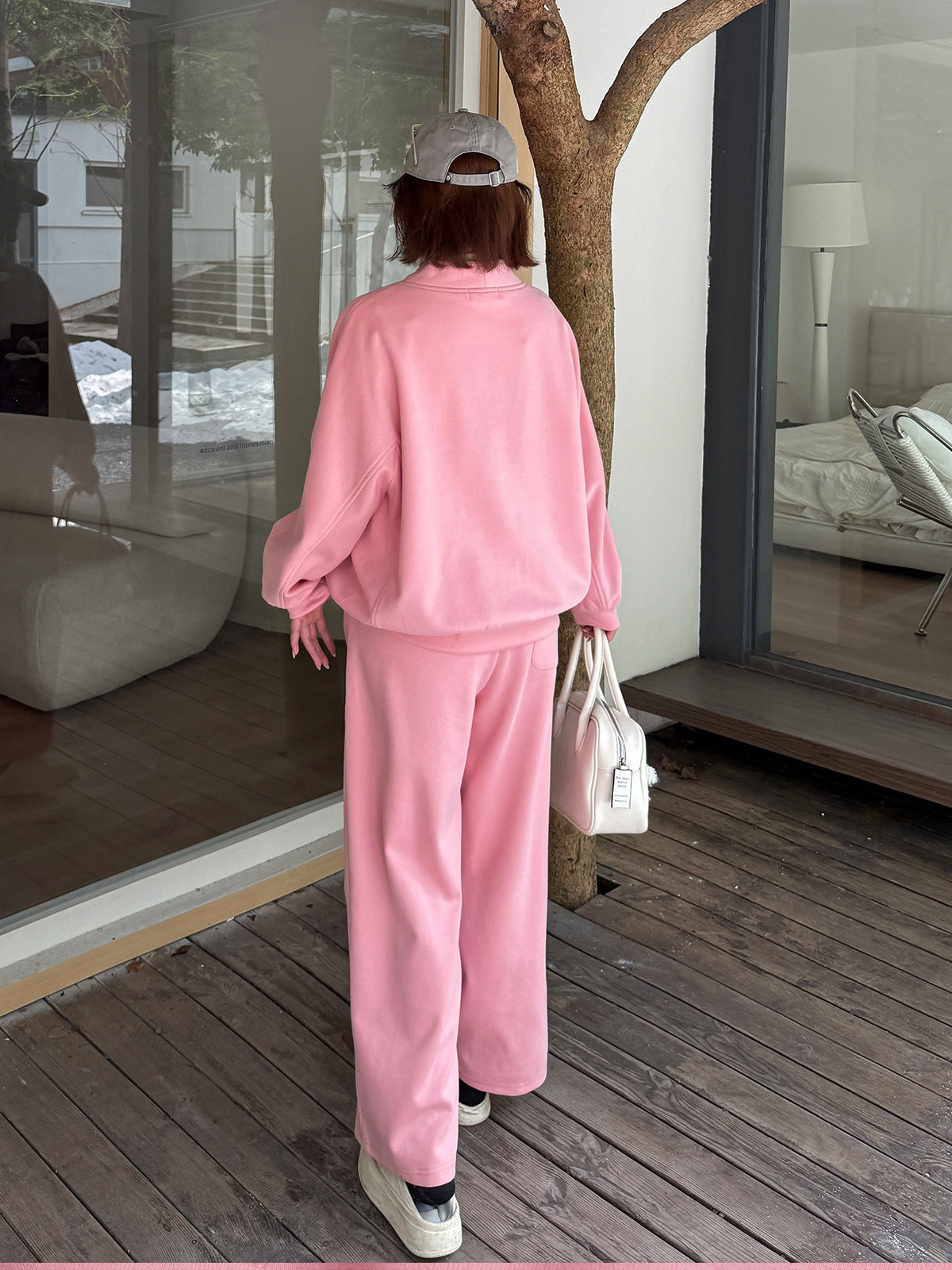 大きいサイズ レディース コットンニットカジュアルツーピーススウェットセットアップ 3L 4L 5L