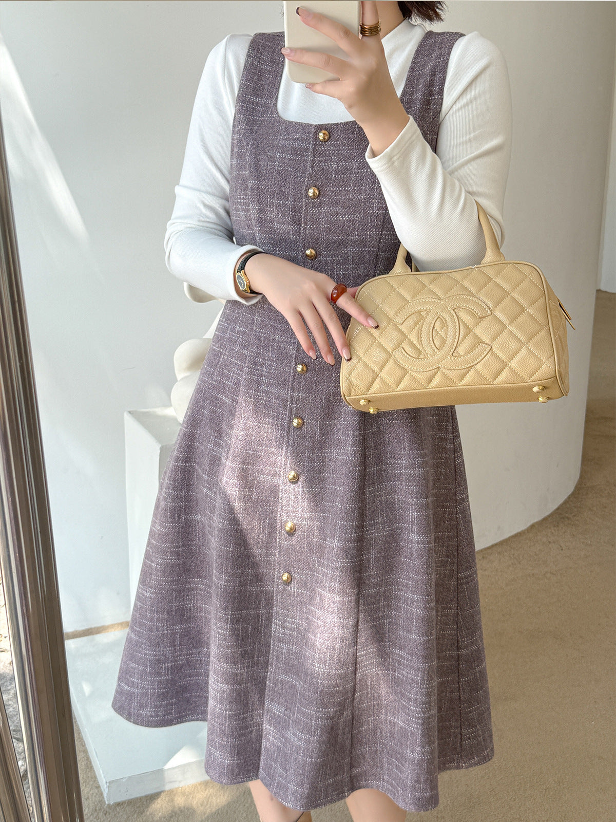 大きいサイズ レディース エレガントツーピースセット（ボトムシャツ+サスペンダーワンピース） LL 3L 4L 5L