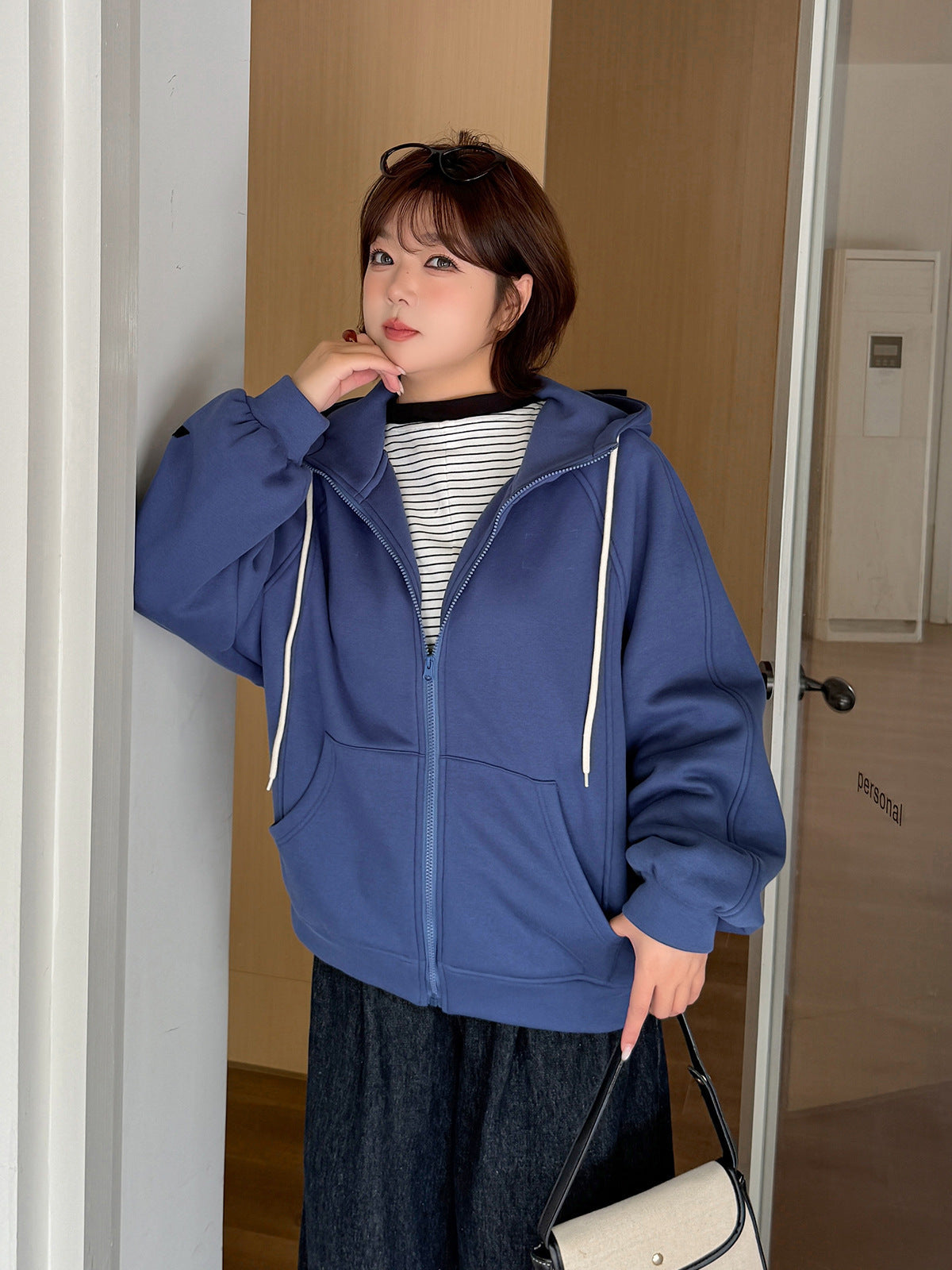 大きいサイズ レディース フードタグ付き裏地フリースニットスウェットパーカー LL 3L 4L 5L