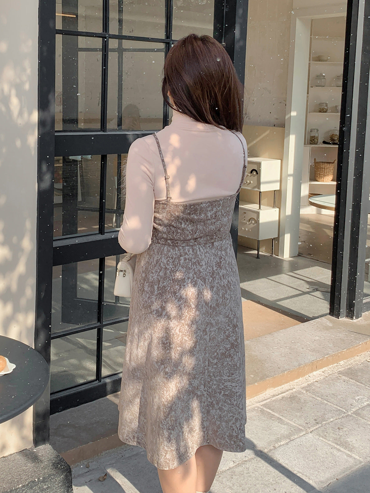 大きいサイズ レディース  ファーベルベットスリップワンピースヴィンテージプリント LL 3L 4L 5L