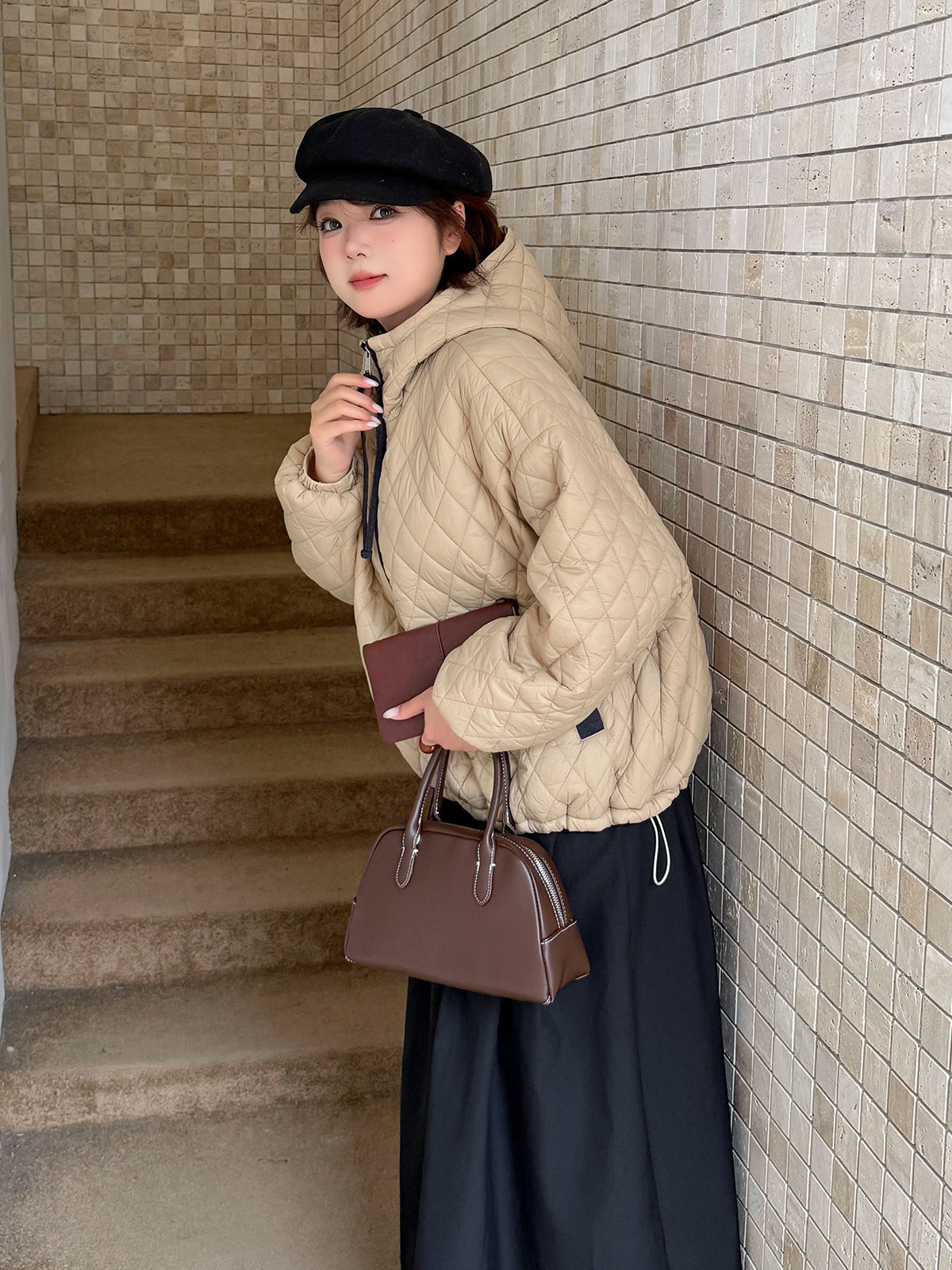 大きいサイズ レディース プルオーバーフード付きキルティングスウェットパーカー 3L 4L 5L